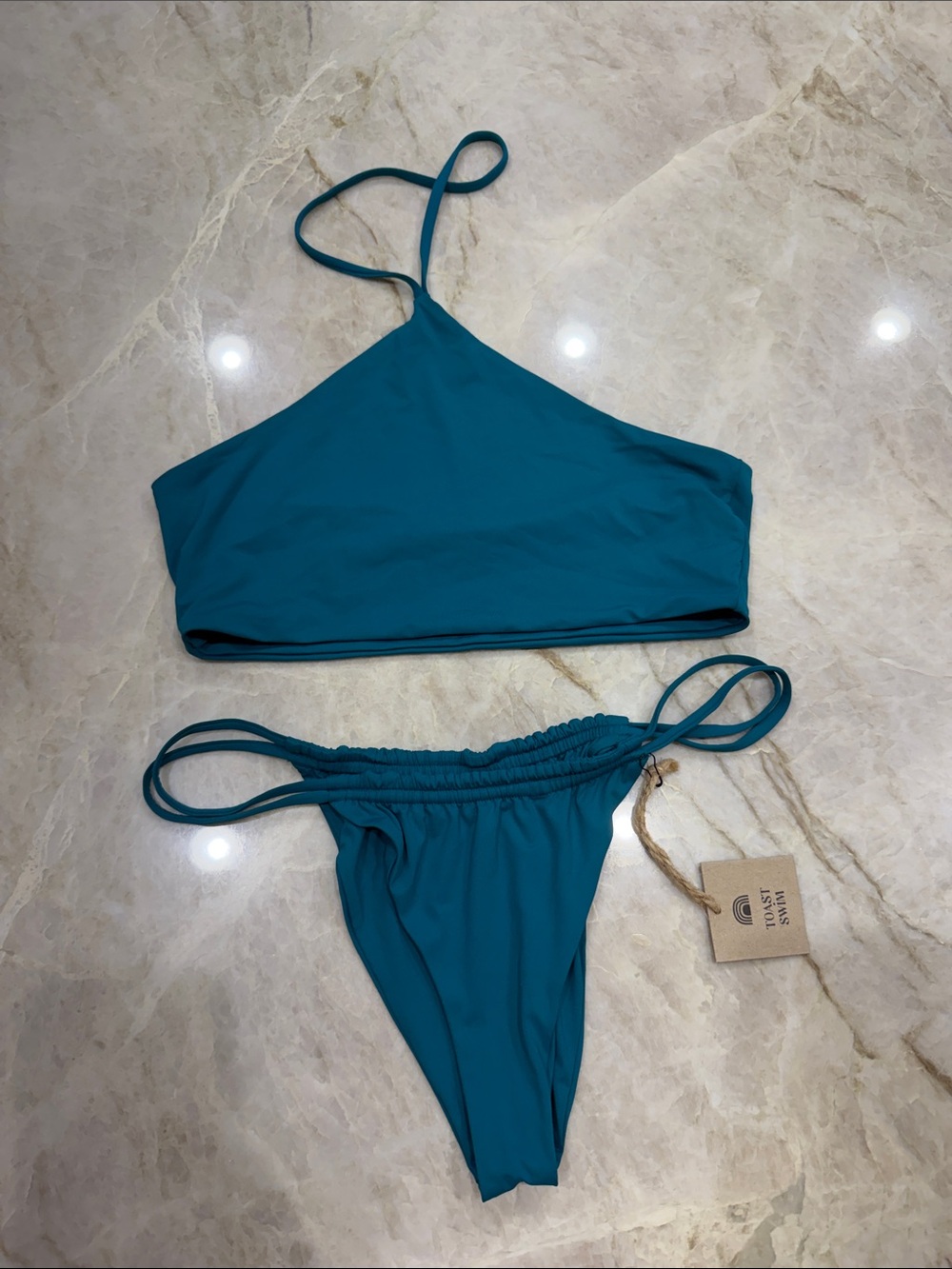 Teal High-Neck Women’s Bikini Set Toast Swim Large New with tags‎